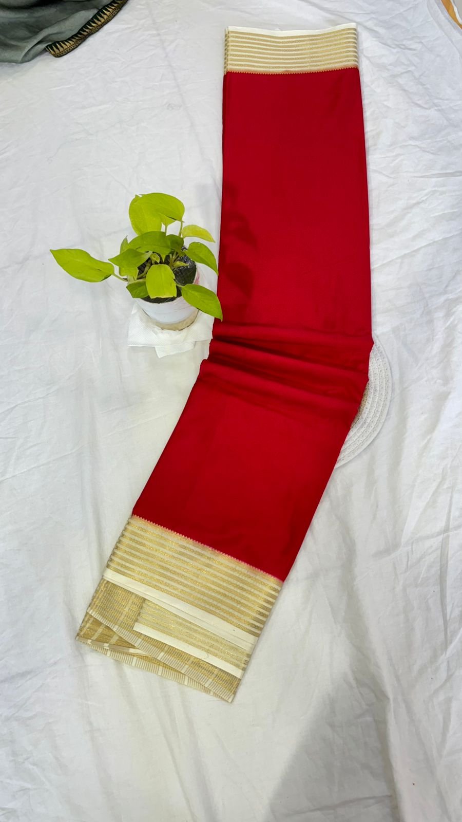 Semi Crepe Silk Saree – Elegant Striped Border Design