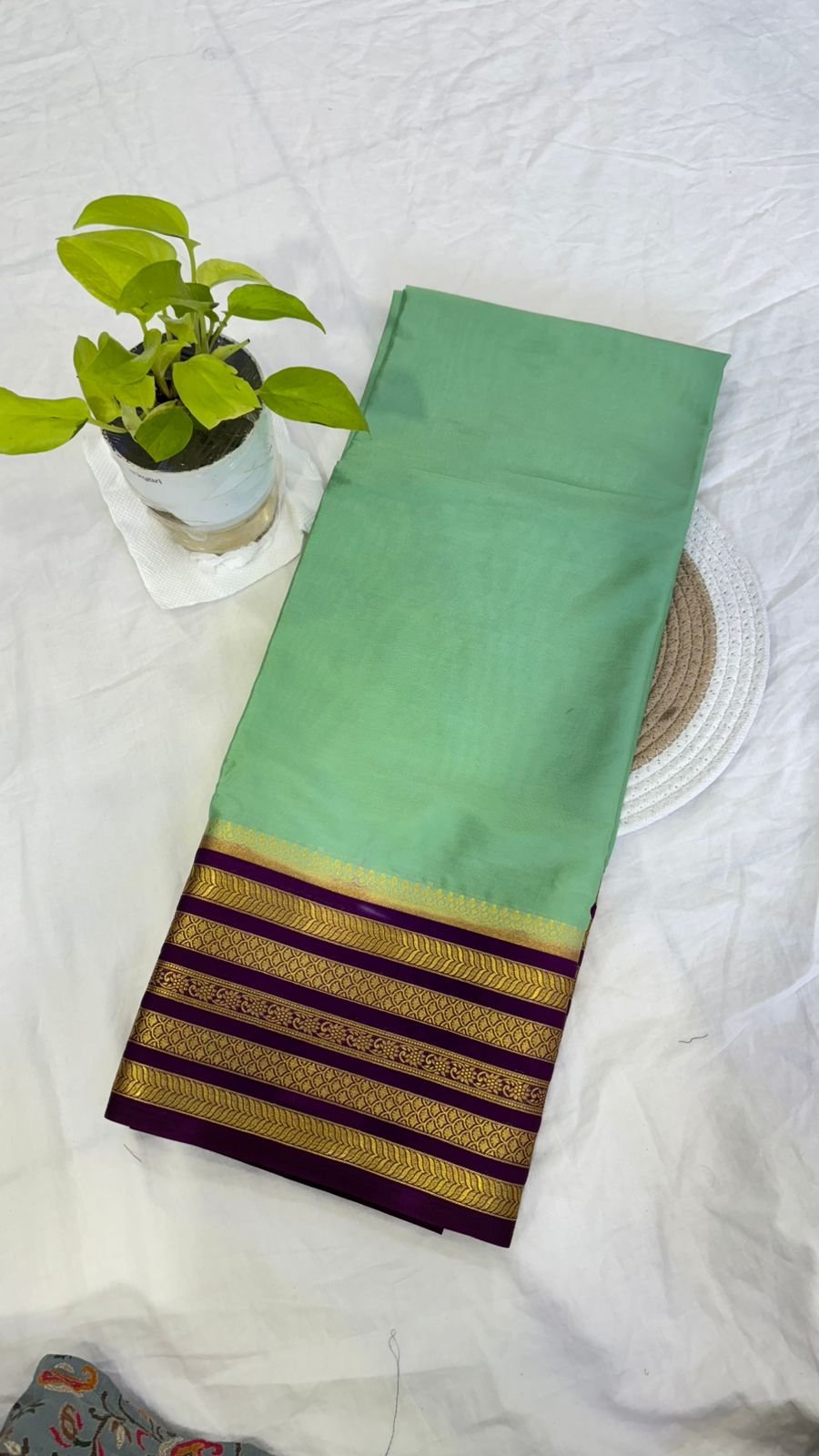 Semi Crepe Silk Saree – Classic Contrast Border Elegance - Image 4