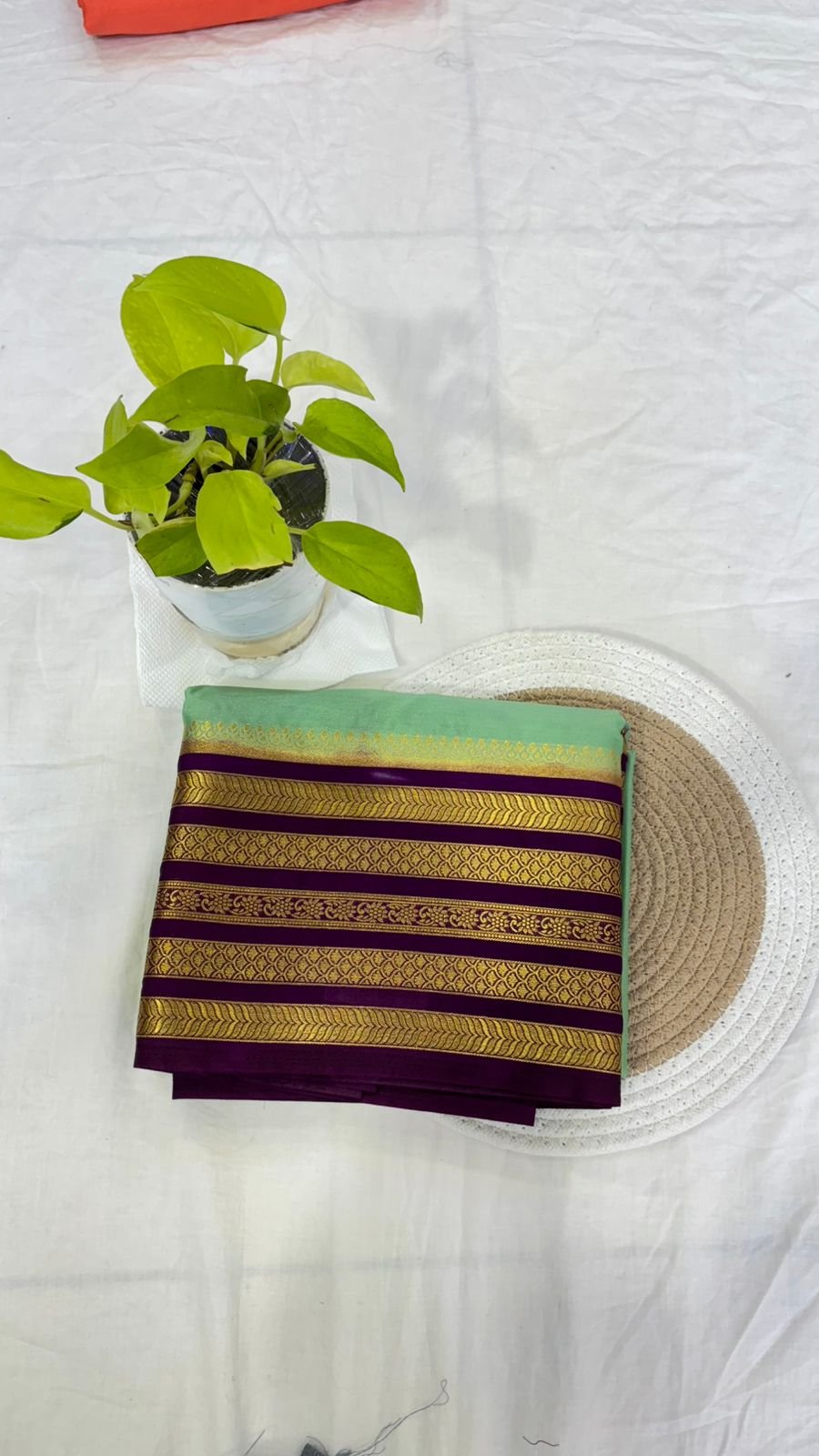 Semi Crepe Silk Saree – Classic Contrast Border Elegance - Image 6