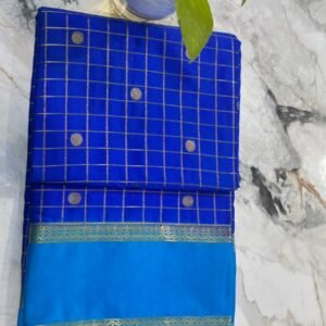 Semi Crepe Silk Saree – Contemporary Checkered Butta Design