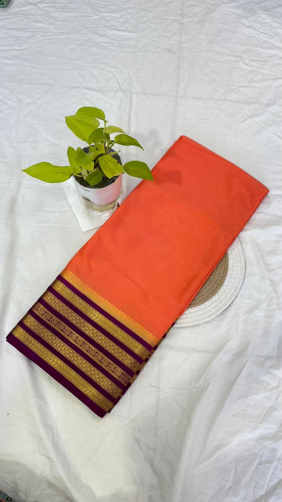 Semi Crepe Silk Saree – Classic Contrast Border Elegance - Image 2