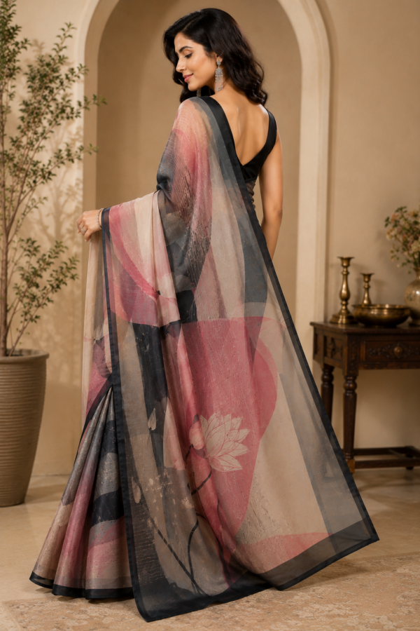 Blush Pink Abstract Floral Fashion Saree