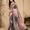 Blush Pink Abstract Floral Fashion Saree