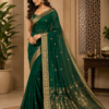 Emerald Green Designer Saree with Golden Border