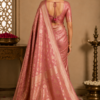 Rose Pink Banarasi Silk Saree with Gold Zari Work