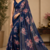 Midnight Blue Floral Fashion Saree