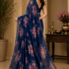 Midnight Blue Floral Fashion Saree