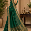 Emerald Green Designer Saree with Golden Border
