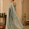 Elegant Teal Green Traditional Saree with Golden Motifs