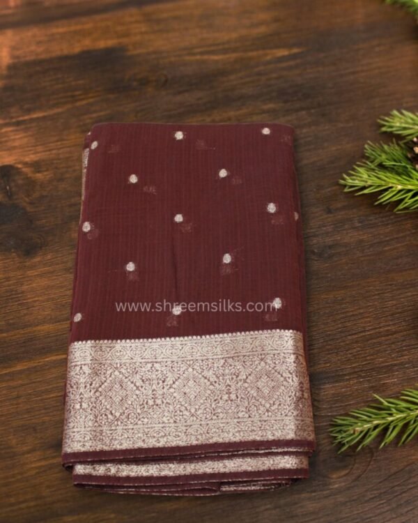 Zari Woven Buttas with Floral Border Kota Mul Cotton Saree