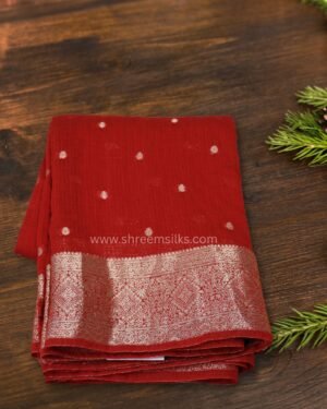 Zari Woven Buttas with Floral Border Kota Mul Cotton Saree