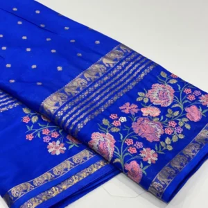 Semi Mysore Crepe Saree  Elephant Bentex Border