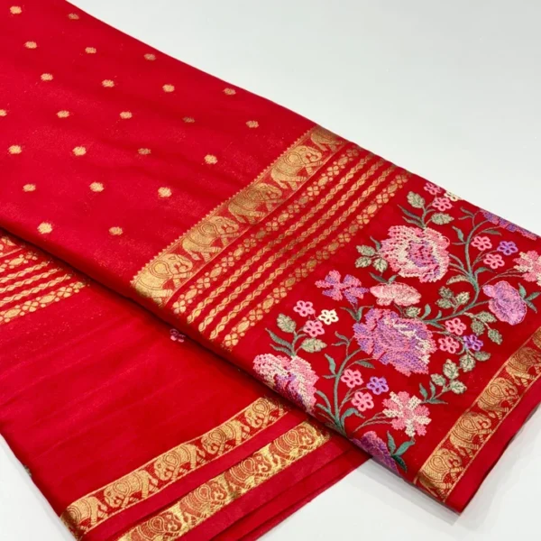 Semi Mysore Crepe Saree  Ratha Butta