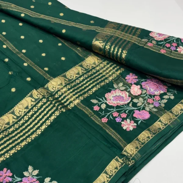 Semi Mysore Crepe Saree  Ratha Butta