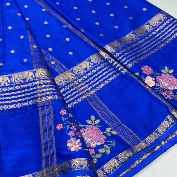 Semi Mysore Crepe Saree  Elephant Bentex Border