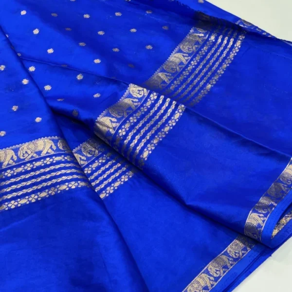Semi Mysore Crepe Saree  Elephant Bentex Border