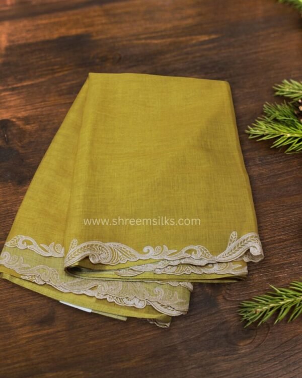 Cutwork Embroidered Border Tussar Tissue Saree